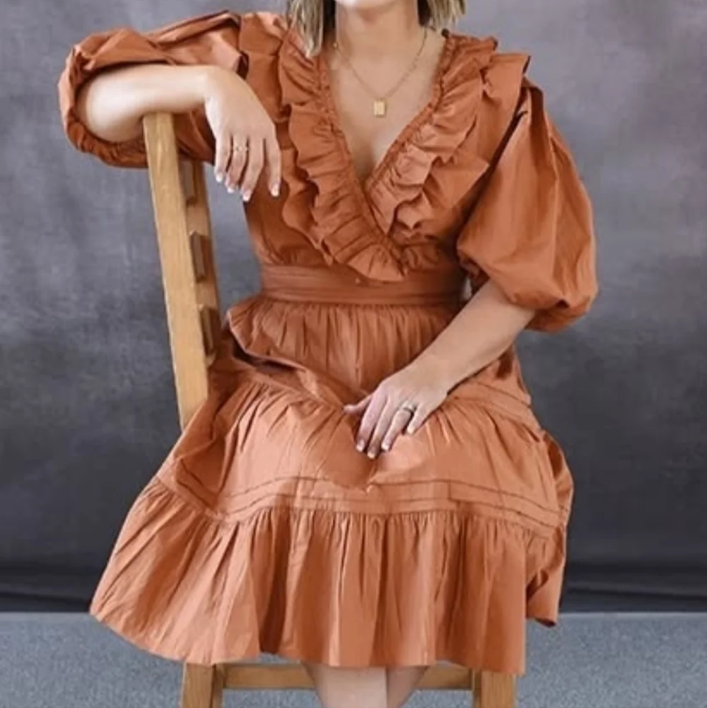 Ivy City Co Terracotta Orange Midi Dress - Picture 3 of 7